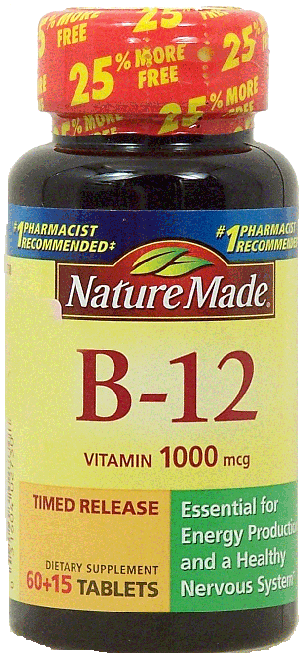 Nature Made  b-12 1,000 mcg, timed release dietary supplement tablets Full-Size Picture